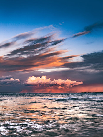 Nature, Sea, Twilight, Clouds, Waves, Horizon, Dusk HD phone wallpaper
