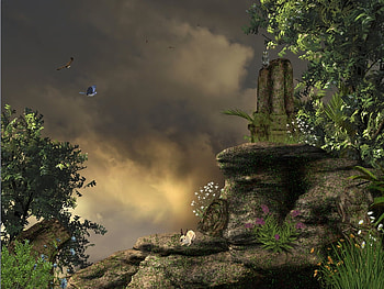 ancient temple by ramiz, cg, 3d, by ramiz, temple, clouds HD wallpaper