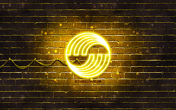 Airbus yellow logo, , yellow brickwall, Airbus logo, brands, Airbus neon logo, Airbus HD wallpaper