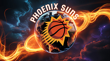 Phoenix Suns Ultra – Fiery Basketball Globe Spotlight, Phoenix Suns, basketball, NBA, logo HD wallpaper