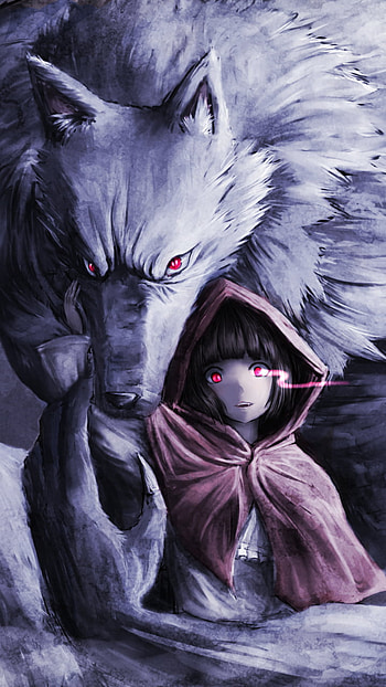 Crimson Hood: Wolfbound Child, red eyes, wolf, child, fantasy HD phone wallpaper