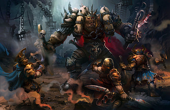 Dwarf, Orc and dwarf, Battle monsters, Axes HD wallpaper