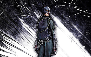 Catwoman, grunge art, superheroes, DC Comics, white abstract rays, Catwoman HD wallpaper