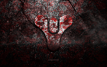 Destiny logo, grunge art, Destiny stone logo, red stone texture, Destiny, grunge stone texture, Destiny emblem, Destiny 3d logo HD wallpaper