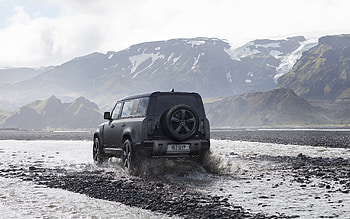 Land Rover Defender 2022, Rear view, Off-road driving, Sleek black design HD wallpaper