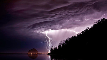 THUNDER, night, lightning, california, clouds, sky, ray, storm HD wallpaper