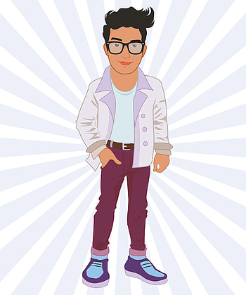 Stylish Cartoon 2D, Dressing, 2D Illustration, Character, Vector Art, Boy 2D, Illustration, Glasses, Animation, Hair vector HD phone wallpaper