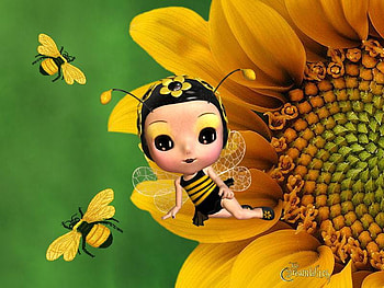 Sunflower, bees, abstract HD wallpaper