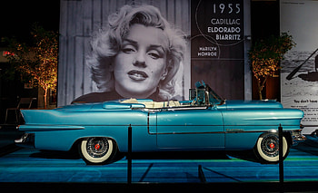 55 Caddy and Marilyn, marilyn monroe, cadillac, luxury, caddy, convertible, car, graph, vintage HD wallpaper