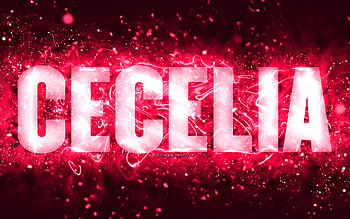 Happy Birtay Cecelia, , pink neon lights, Cecelia name, creative, Cecelia Happy Birtay, Cecelia Birtay, popular american female names, with Cecelia name, Cecelia HD wallpaper