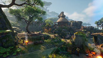 Outcast 2: A New Beginning – Lush Game World Village Scene, video game, Outcast 2: A New Beginning HD wallpaper