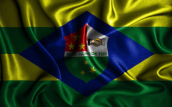 Trindade flag, , silk wavy flags, brazilian cities, Day of Trindade, Flag of Trindade, fabric flags, 3D art, Trindade, cities of Brazil, Trindade 3D flag HD wallpaper