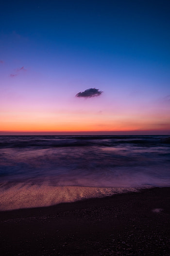 Sea, Twilight, Beach, Horizon, Dark, Dusk HD phone wallpaper