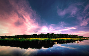 Nature, Trees, Sky, Boats, Lake, Shore, Bank HD wallpaper