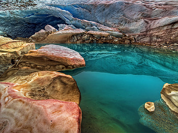styrofoam_ice, reflection, nature, water, ice, mountain HD wallpaper