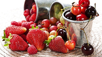 Fruits, Sweet Cherry, Food, Strawberry HD wallpaper