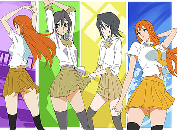 Bleach Girls, bleach, anime, rukia, color HD wallpaper