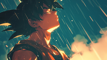Melancholic Goku in Rain - Dragon Ball Z, Anime, Dragon Ball Z, Goku, sad, rain, sad anime, Rain Anime HD wallpaper