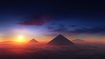 pyramid, sky, cloud, sunset, landscape HD wallpaper