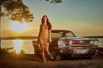 Miss Tuning 2019 - March, Model, Lake, Babe, Mustang HD wallpaper