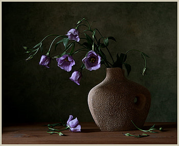 Stone Elements, shapes, natural, stems, floral, vase, intriguing, earthy, purple, still life, elegant, stoneware, leaves, pretty, flowers, display HD wallpaper