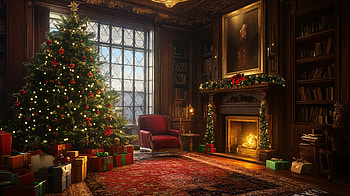 Cozy Christmas Haven: Ultra of Gifts by the Fireplace, cozy fireplace, christmas tree, Christmas, living room HD wallpaper