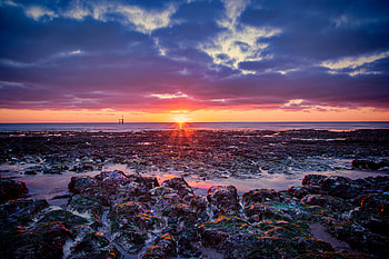 Nature, Sunset, Sky, Sea, Twilight, Horizon, Shore, Bank, Dusk HD wallpaper