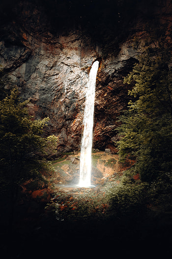 Nature, Rocks, Dark, Waterfall, Flow, Stone, Stream HD phone wallpaper