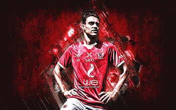 Mostafa El Badry, Al Ahly SC, Egyptian footballer, portrait, red stone background, Egypt, soccer HD wallpaper