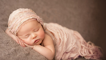 Beautiful Newborn Baby Girl Is Sleeping On Fur Cloth Cute HD wallpaper