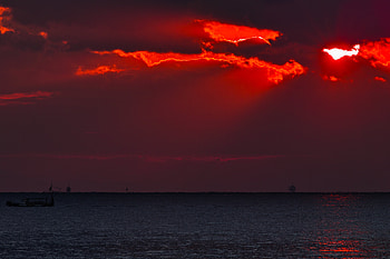 Sunset, Sea, Twilight, Dark, Dusk HD wallpaper