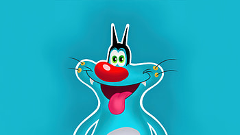Oggy Smiling Minimalism, oggy-and-the-cockroaches, cartoons, minimalism, minimalist HD wallpaper