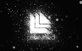 Revealed Recordings white logo, , white neon lights, creative, black abstract background, Revealed Recordings logo, music labels, Revealed Recordings HD wallpaper