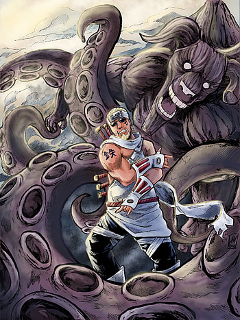 Killer Bee Naruto, Artistic portrayal, Hachibi's loyalty, Dynamic duo HD phone wallpaper