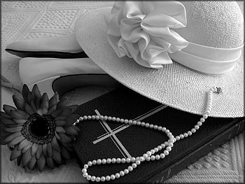 after the wedding, white, black, graphy, bible, book, wedding, flower, pearls, nature, still, hat HD wallpaper