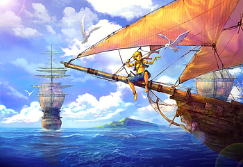 boat travel, clouds, boat, boy, travel HD wallpaper