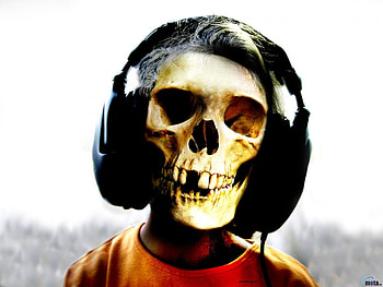 Music, Death, Heads, Skeletons HD wallpaper