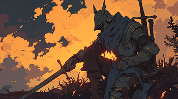 Anime-Style Dark Souls Sunset, video game, Anime, Dark Souls, medieval HD wallpaper