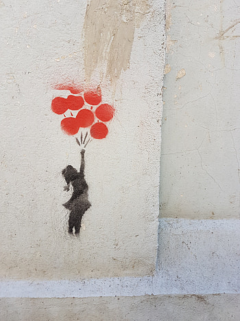 Art, Balloons, Paint, Wall, Graffiti, Child, Street Art HD phone wallpaper