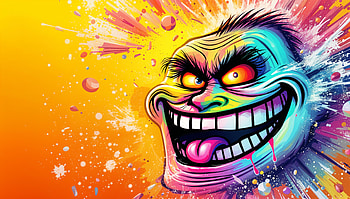 Troll Face: A Splash of Colorful Mischief, troll face, cartoon, artistic, colorful, monster HD wallpaper