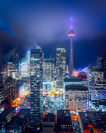 Toronto, cityscape, high skyscrapers, lights HD phone wallpaper