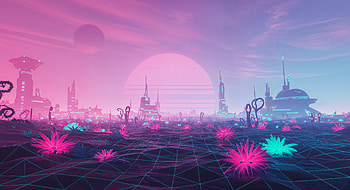 Vibrant Alien Planet: Ultra, Alien Planet, Sci Fi, futuristic, landscape, neon HD wallpaper