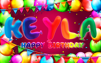 Happy Birtay Keyla, , colorful balloon frame, Keyla name, purple background, Keyla Happy Birtay, Keyla Birtay, popular american female names, Birtay concept, Keyla HD wallpaper