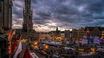 Bruges Belgium dusk, Beautiful scenery HD wallpaper