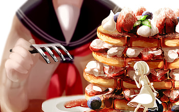 Anime Pancake, girl, Anime, Food, Pancake HD wallpaper