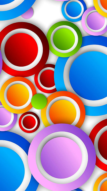 Colorful Circles with White Trim HD phone wallpaper