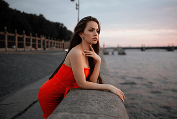 Model, girl, women, red HD wallpaper