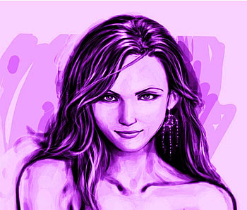 PURPLE DRAW LADY, purple, lady, drawing, pencil, draw, woman HD wallpaper