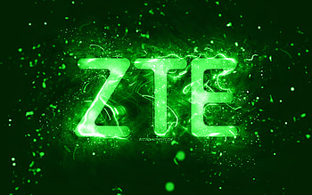 ZTE green logo, , green neon lights, creative, green abstract background, ZTE logo, brands, ZTE HD wallpaper