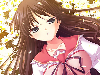 Ren Yakushiji, white, serenity, anime girl, pink, anime, anime school girl, yellow, marguerite sphere, flowers HD wallpaper